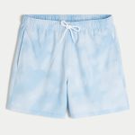 Mid-Thigh Volley Swim Trunks - light blue tie-dye