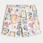 Mid-Thigh Volley Swim Trunks - white print