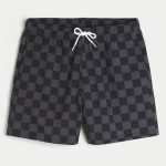 Mid-Thigh Volley Swim Trunks - black check