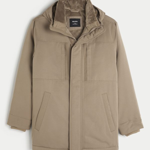 Faux Fur-Lined Parka - light brown