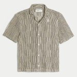 Boxy Short-Sleeve Crochet-Style Shirt - black and cream check