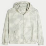 Camo Zip-Up Windbreaker Jacket - cream tie-dye