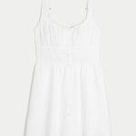 Button-Front Mini Dress - white