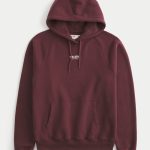 Boxy Logo Hoodie - dark maroon