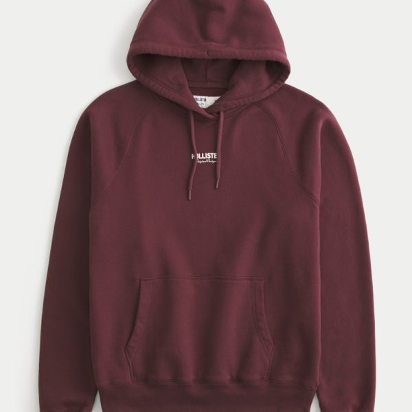 Boxy Logo Hoodie - dark maroon