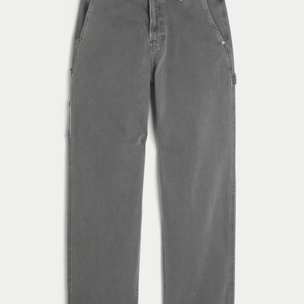 Light Wash Baggy Cargo Jeans - gray