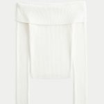 Long-Sleeve Double Off-the-Shoulder Top - cloud white