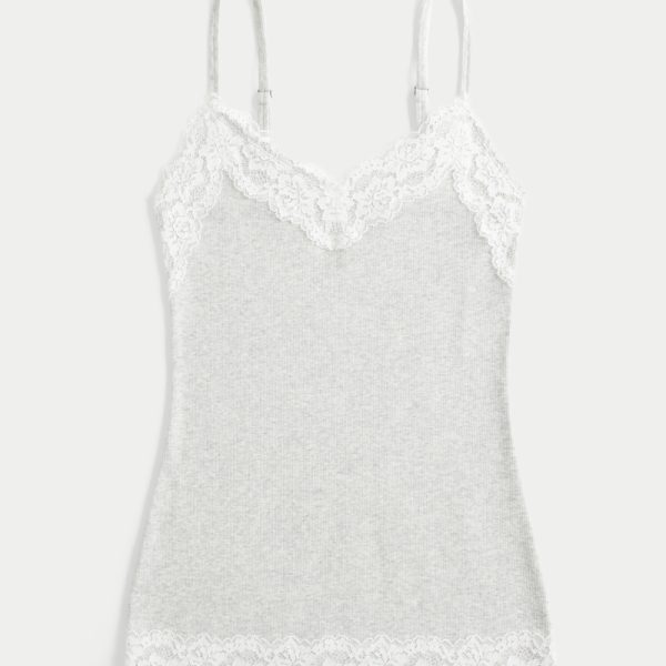 Lace Trim Cami - light heather grey