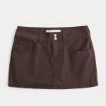 Low-Rise Denim Mini Skort - espresso