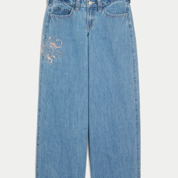 Low-Rise Dark Wash Super Baggy Jeans - medium