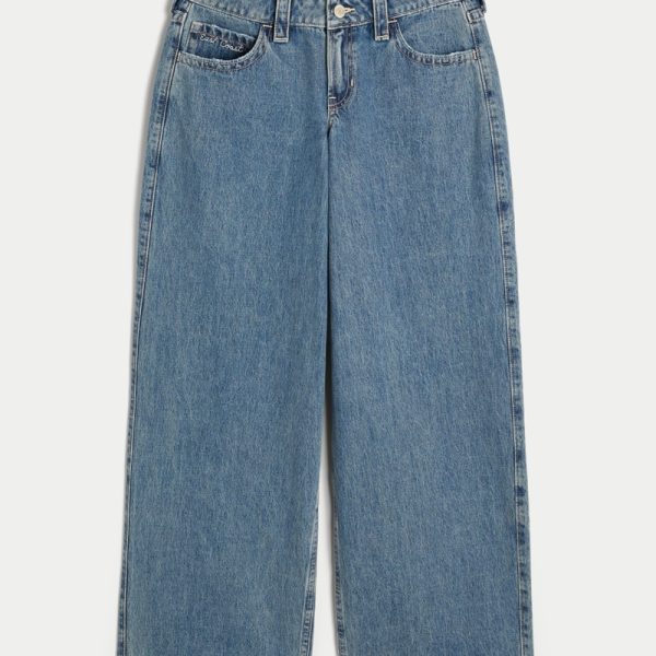 Low-Rise Dark Wash Super Baggy Jeans - medium
