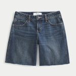 Low-Rise Dark Rinse Wash Baggy Jort - dark