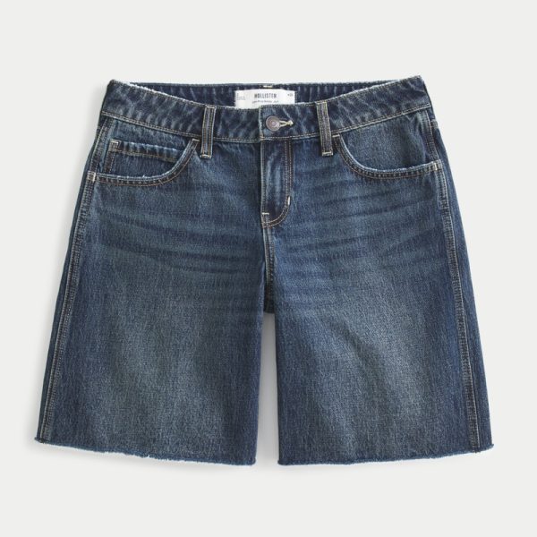 Low-Rise Dark Rinse Wash Baggy Jort - dark