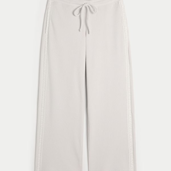 Gilly Hicks Waffle Lace Straight Pants - light grey