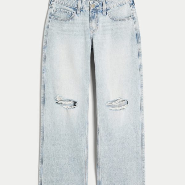 Low-Rise Camo Baggy Jeans - light ripped