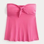 Easy Strapless Tie-Bust Babydoll Top - raspberry