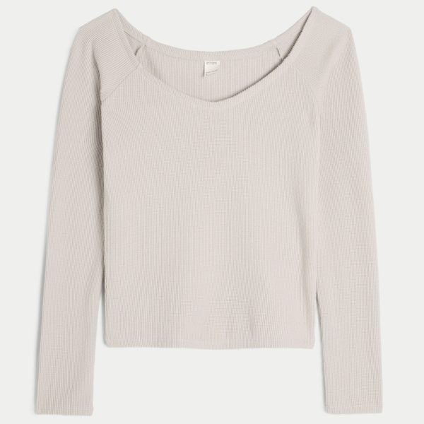 Gilly Hicks Wide V-Neck Top - stone
