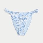 Double Strap Cheeky Bikini Bottom - light blue floral