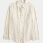 Oversized Linen-Blend Shirt - oatmeal