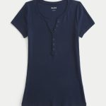Short-Sleeve Henley - navy blue