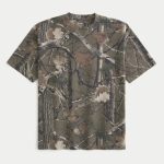 Boxy Heavyweight Washed Crew T-Shirt - brown camo