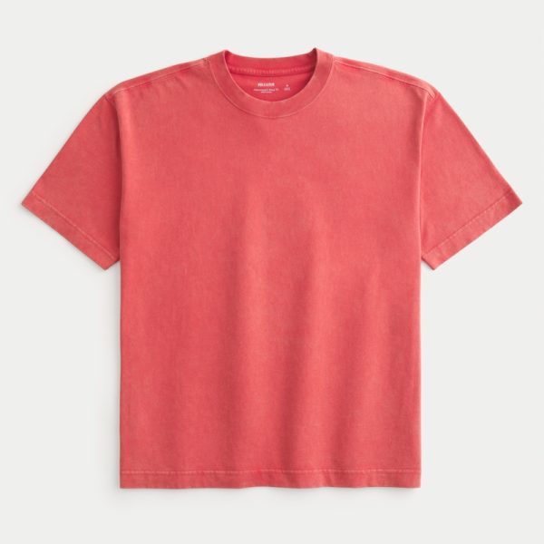 Boxy Heavyweight Washed Crew T-Shirt - washed red