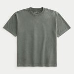 Boxy Heavyweight Washed Crew T-Shirt - washed olive