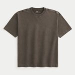 Boxy Heavyweight Washed Crew T-Shirt - washed dark brown