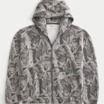 Boxy Zip-Up Hoodie - brown camo