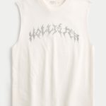 Boxy Heavyweight Number Graphic Cutoff Tank - cream
