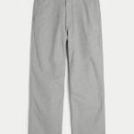 Linen-Blend Flex Waist Baggy Pants - light grey