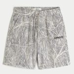 Baggy Fleece Logo Shorts - cream camo