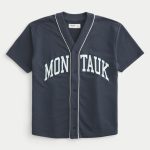 Boxy Montauk Graphic Baseball Jersey - washed navy