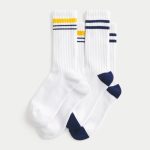 Striped Crew Socks 2-Pack - white with navy