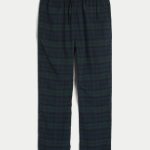 24/7 Straight Pajama Pants - dark green plaid