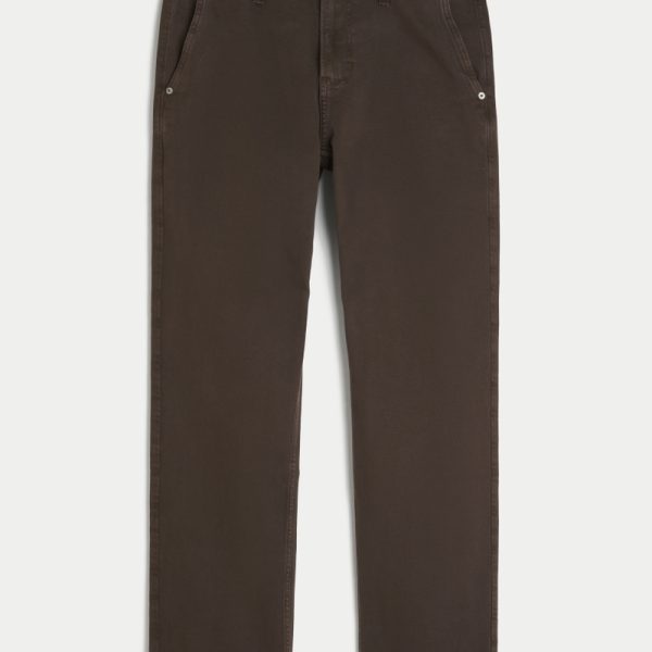 Medium Wash Straight Jeans - dark brown