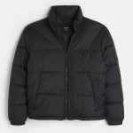Boxy Mock-Neck Puffer Jacket - black dd