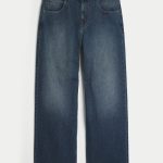 Medium Wash Super Baggy Jeans - dark logo