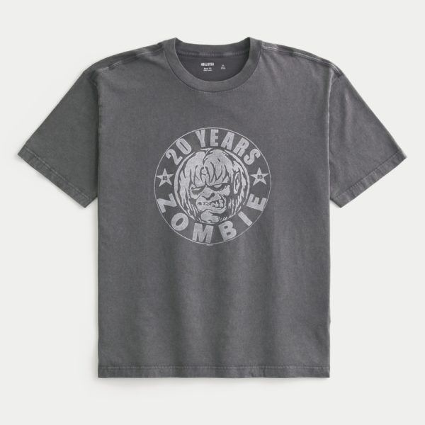 Boxy Iron Maiden Graphic Tee - faded black