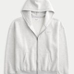 Boxy Zip-Up Hoodie - light heather gray