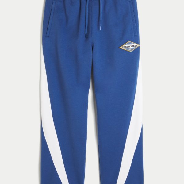 Heavyweight Terry Racing Graphic Baggy Sweatpants - blue