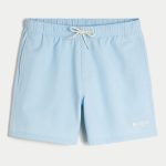 Mid-Thigh Seersucker Volley Swim Trunks - light blue