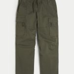 Baggy Cargo Pull-On Pants - dark olive