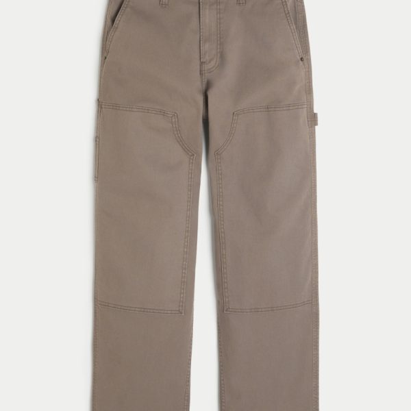 Light Wash Baggy Cargo Jeans - brown carpenter