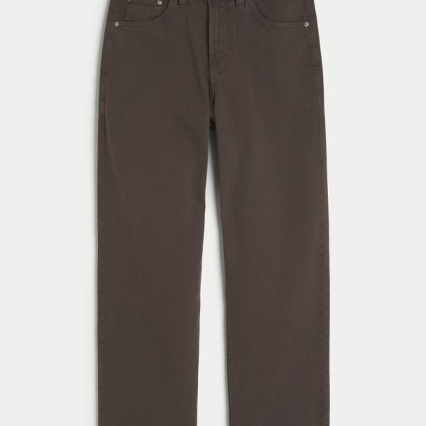 Light Wash Baggy Cargo Jeans - dark brown
