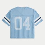 Boxy Crop Fairview Football Graphic Jersey - light blue