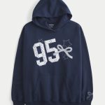 Oversized NY Graphic Hoodie - navy blue
