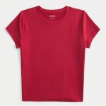 Soft Stretch Seamless Fabric Crew Baby Tee - crimson