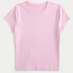 Soft Stretch Seamless Fabric Crew Baby Tee - rose quartz