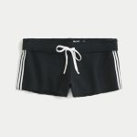 Side Stripe Fleece Mini Shorts - black